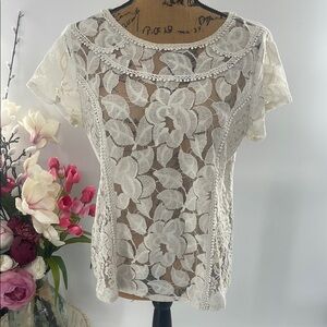 Lauren Conrad Elegant White Lace Top